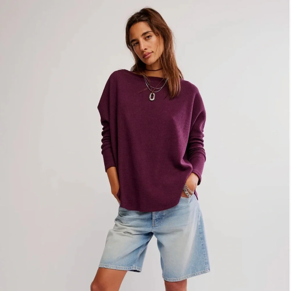 FREE PEOPLE NWT Latte Blues Thermal in Chocolate Grape L